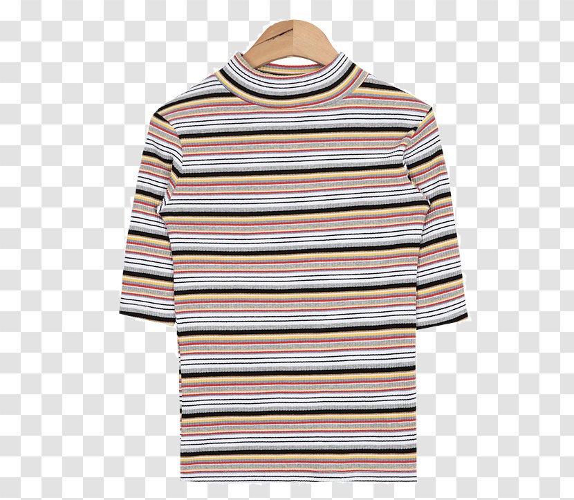 Long-sleeved T-shirt Collar Neck - Dress - Rainbow Stripes Transparent PNG