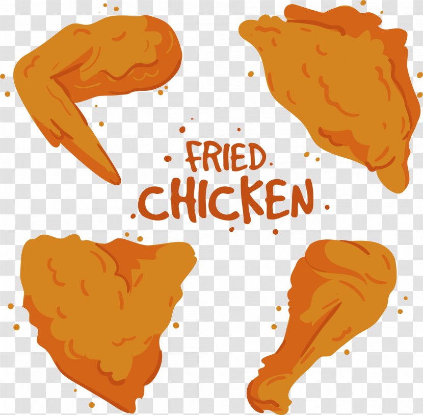 Fried Chicken Buffalo Wing KFC Nugget - Clip Art - Cartoon Hand Painted Food Transparent PNG
