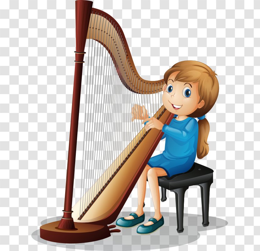 Harp Royalty-free Musical Instrument Illustration - Heart - Cartoon Cute Child Transparent PNG