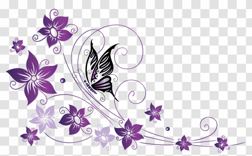 Butterfly Net Violet Tendril Flower - Leaf - Border Transparent PNG