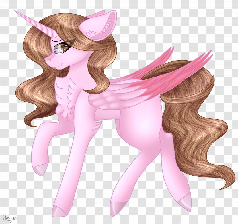 Horse Long Hair Cartoon Pink M - Watercolor Transparent PNG