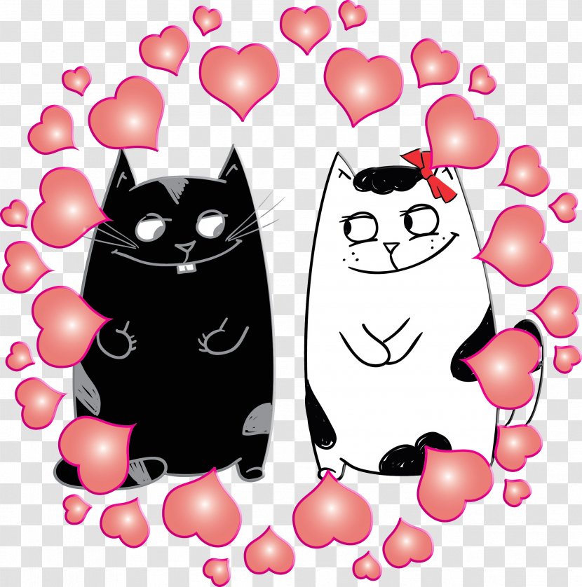 Valentine's Day Cat Drawing - Cartoon Transparent PNG