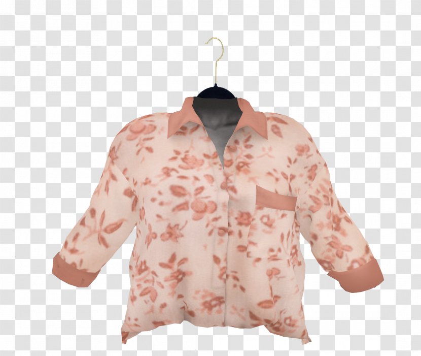 Sleeve Blouse Brown Pink M - Mesh Dots Transparent PNG