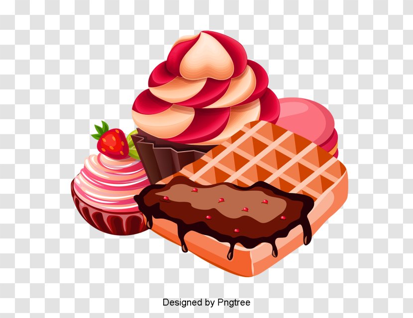 Waffle Chocolate Cake Dessert Image Transparent PNG