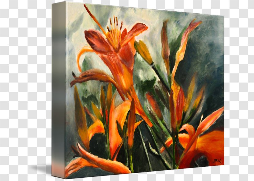 Canna Acrylic Paint Still Life Gallery Wrap Watercolor Painting - Resin - Tiger Lily Transparent PNG