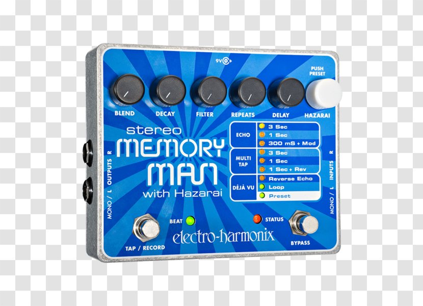 Electro-Harmonix Stereo Memory Man Effects Processors & Pedals Delay Deluxe XO - Watercolor - Electric Guitar Transparent PNG