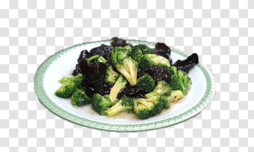 Broccoli Vegetarian Cuisine Stir Frying Wood Ear Food - Vegetable - Fried Mushrooms Transparent PNG
