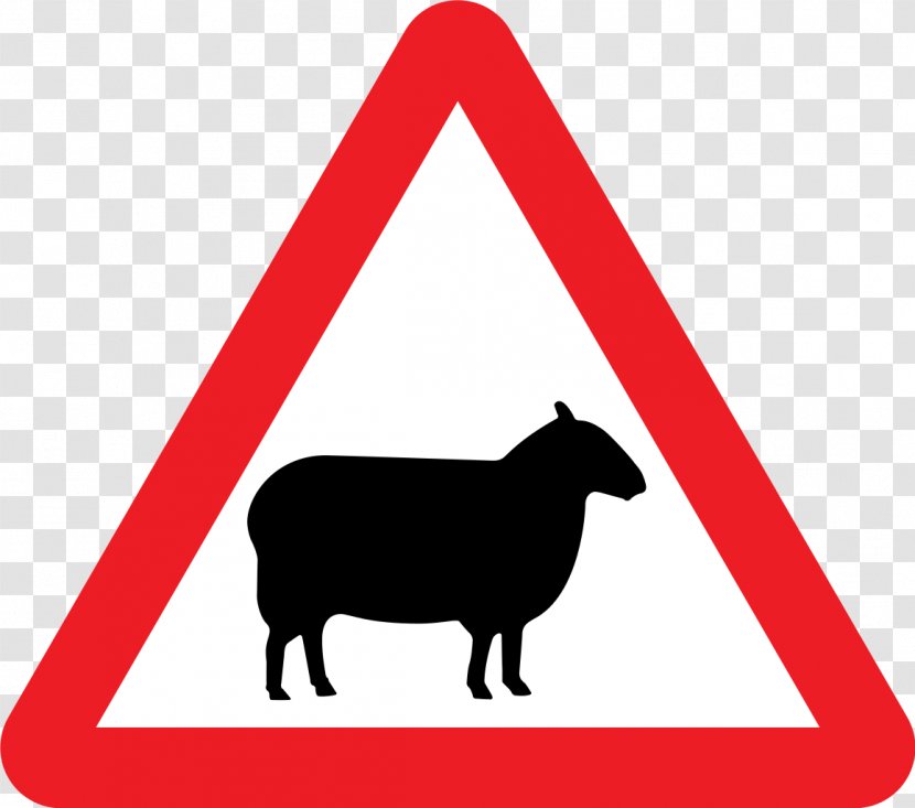 Cattle Traffic Sign Road Warning Sheep - Signs Transparent PNG