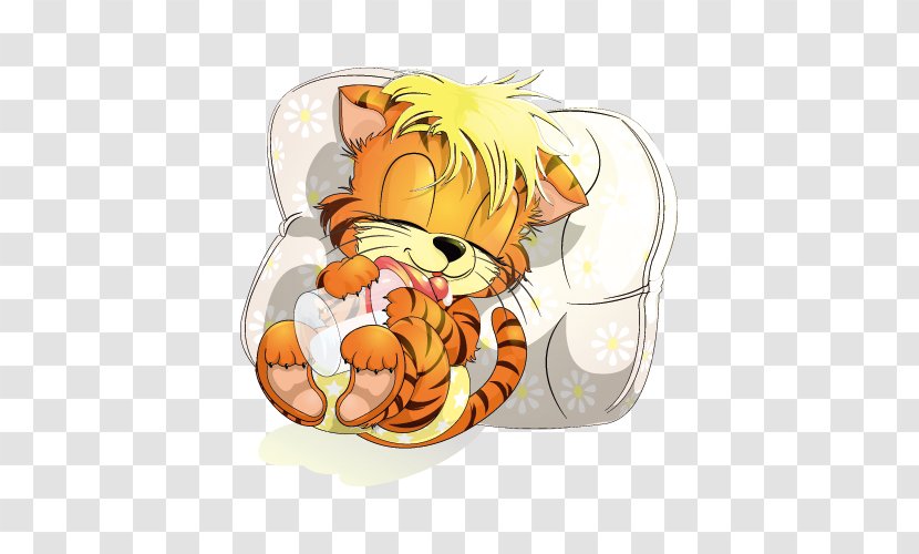 Tiger Dream Sticker Gold - Cartoon - Sleeping Transparent PNG