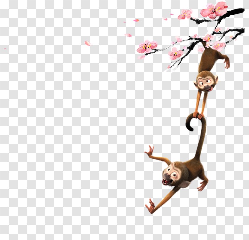 Monkey Clip Art - Floor - Hanging On Plum Transparent PNG