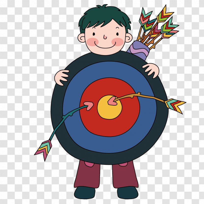 Cartoon Illustration - Coreldraw - Boy Holding A Target Transparent PNG