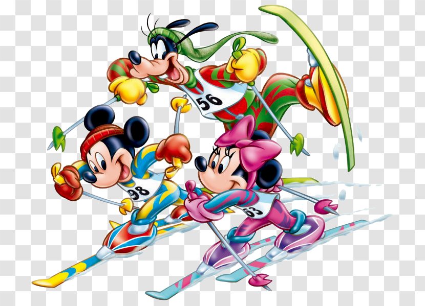 Mickey Mouse Donald Duck Goofy Minnie Skiing - Clubhouse Transparent PNG