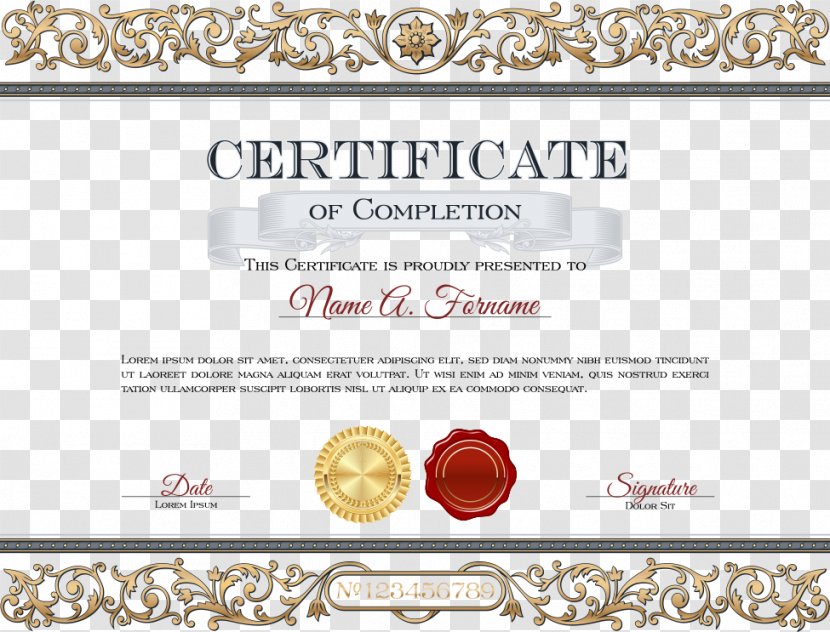 Akademickxfd Certifikxe1t Pattern - Creative Vector Certificate Gold Transparent PNG