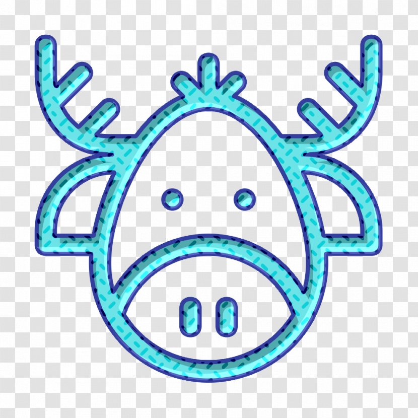 Christmas Icon Deer Santa - Sticker - Line Art Transparent PNG