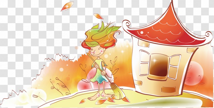 Autumn Child - Heart - Outside Cabin Cleaning Leaves Elf Transparent PNG