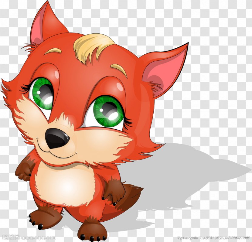 Cartoon Graphic Design Illustration - Red Fox - Hand-painted Transparent PNG