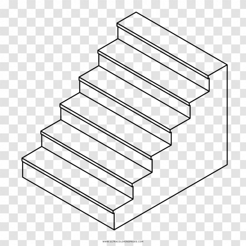 Drawing Coloring Book Black And White Diagram - Rectangle - Stairs Transparent PNG