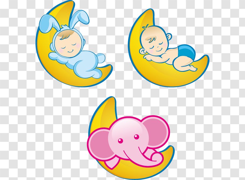 Clip Art - Area - Baby Sleeping On The Moon Vector Transparent PNG