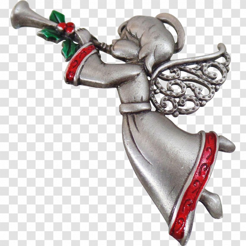 Cherub Angel Christmas Trumpet Holiday - Pewter Transparent PNG