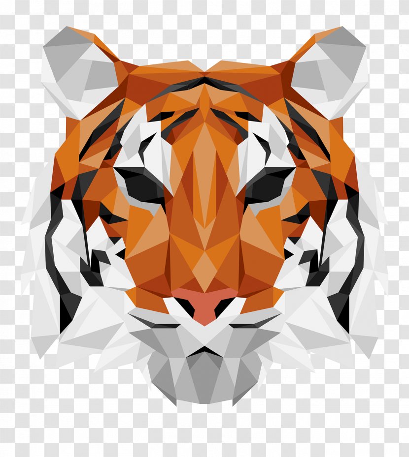 Tiger Geometry Geometrical Drawings Shape - Big Cat - Geomatric Transparent PNG