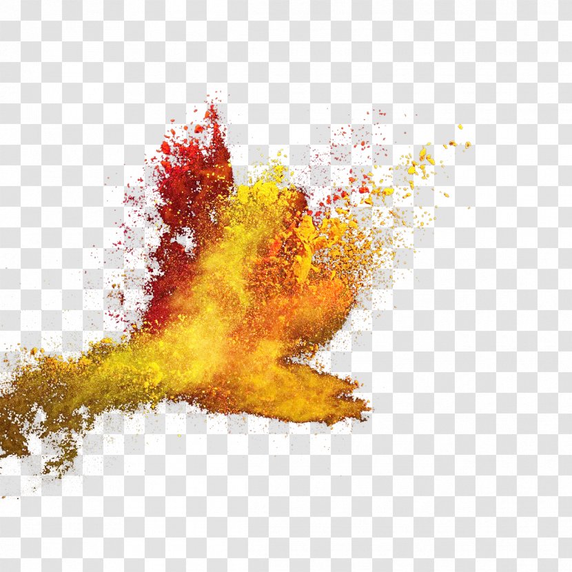 Poster Illustration - Pour The Splash Of Yellow Red Powder Transparent PNG