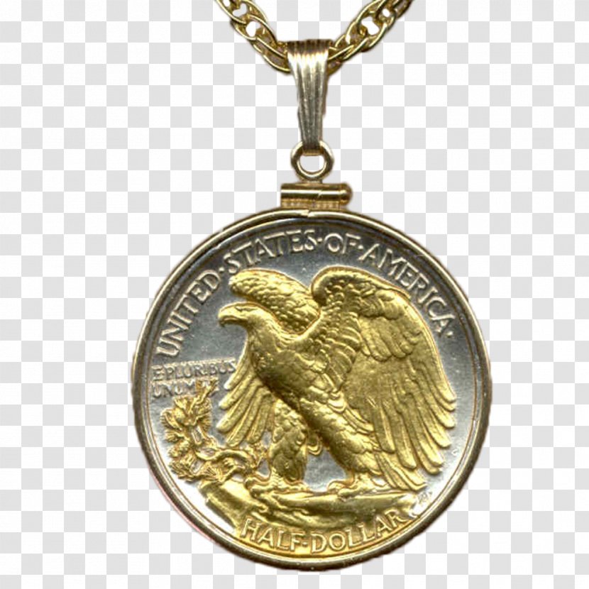 Locket Bronze Medal Coin Walking Liberty Half Dollar - Plating Transparent PNG