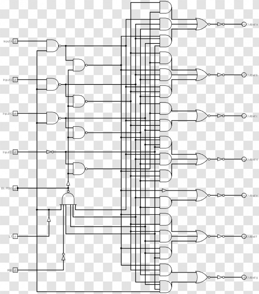 Binary Decoder Logic Gate Electronic Circuit Seven-segment Display AND - Frame - To Seven Segment Transparent PNG