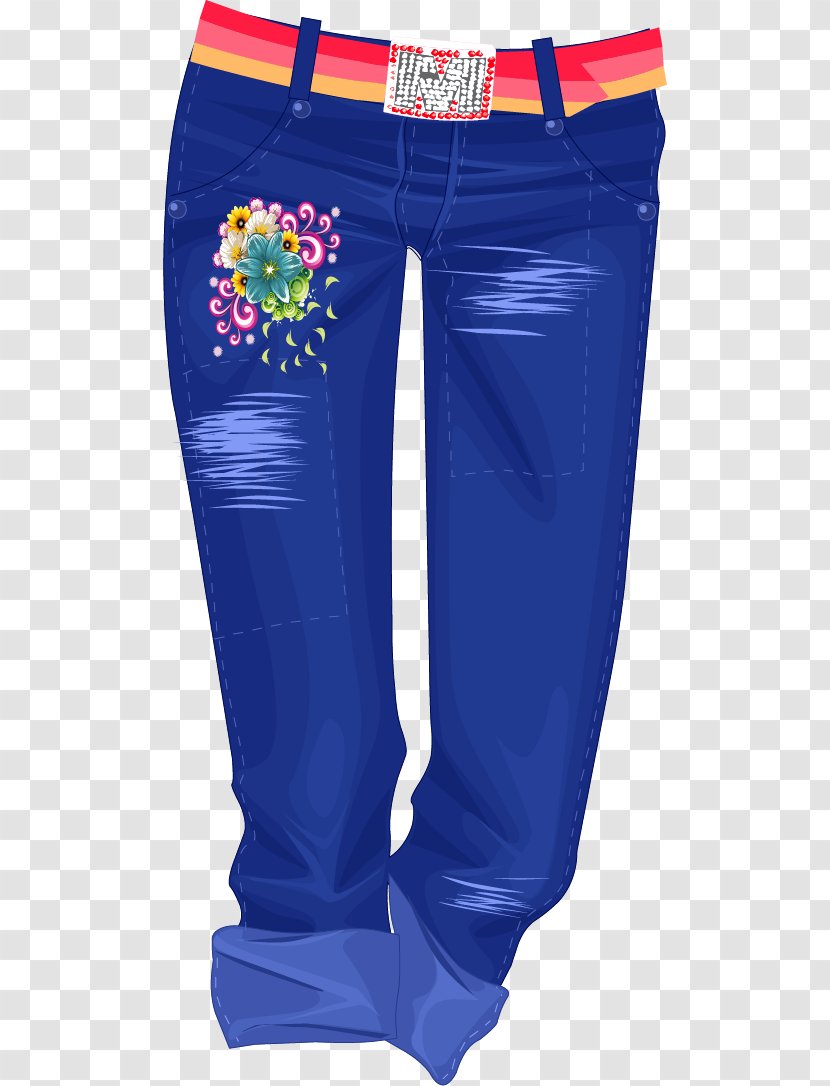 Jeans Trousers - Vector Hand-painted Transparent PNG