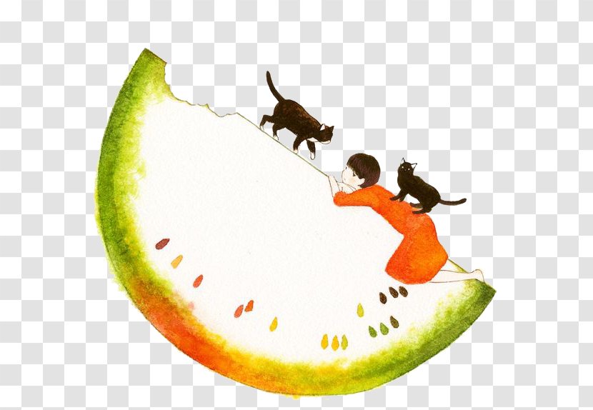 Pixiv Illustration - Flower - Watermelon Cat People Transparent PNG
