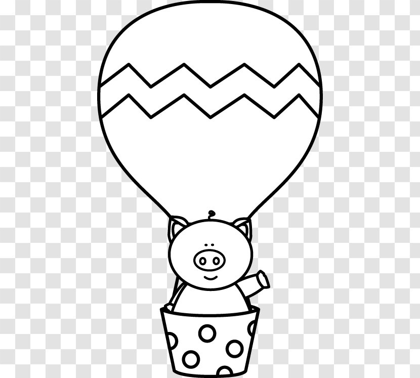 Hot Air Balloon Clip Art - Black And White - Cute Transparent PNG