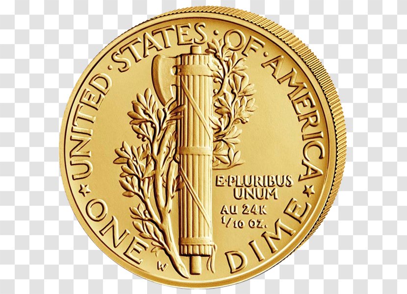 Gold Coin Mercury Dime - Metal - 5 Transparent PNG