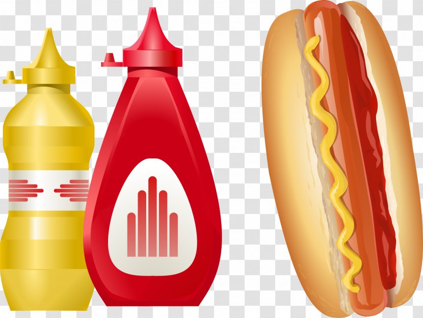 Hot Dog Junk Food Fast Ketchup - Vector Hand-painted Transparent PNG