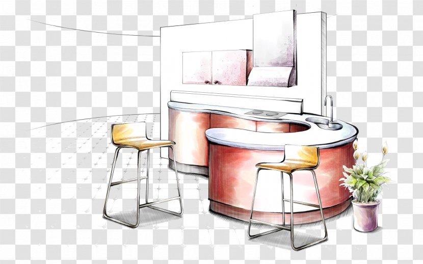 Interior Design Services Drawing Sketch - Architecture - Hand-painted Home Kitchen Transparent PNG