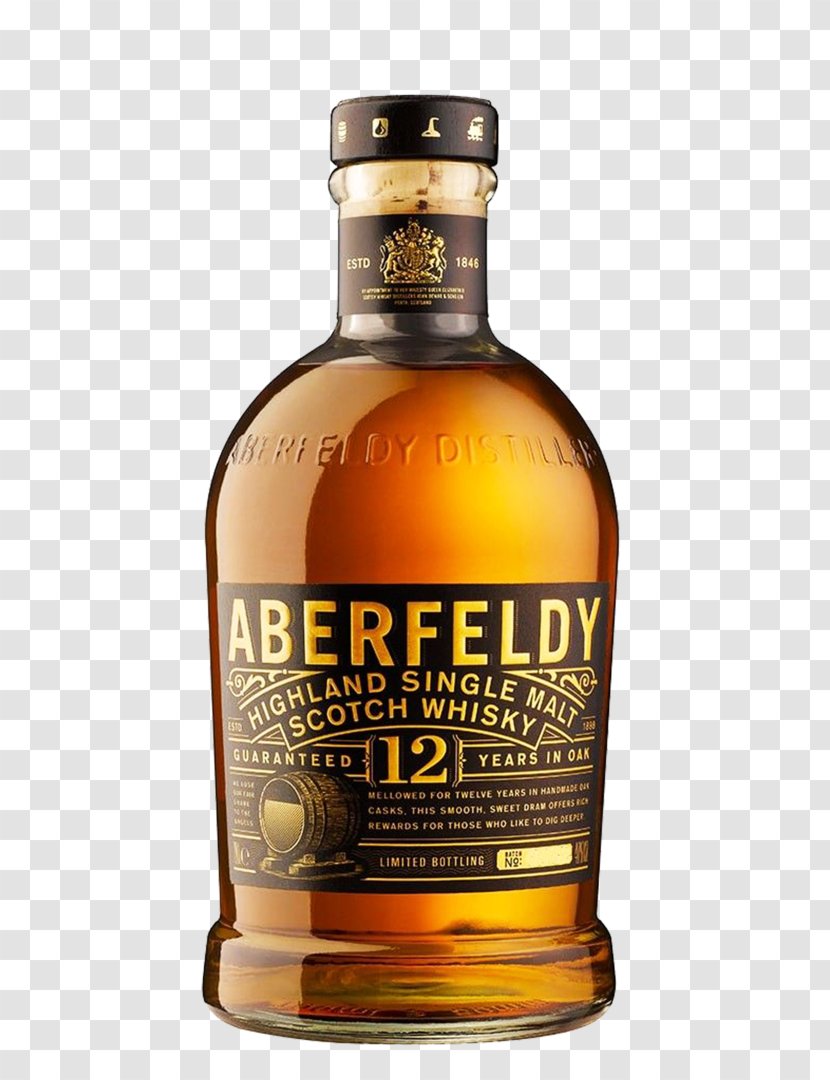 Scotch Whisky Single Malt Bourbon Whiskey Blair Athol Distillery - Glass Bottle - Aberfeldy Transparent PNG