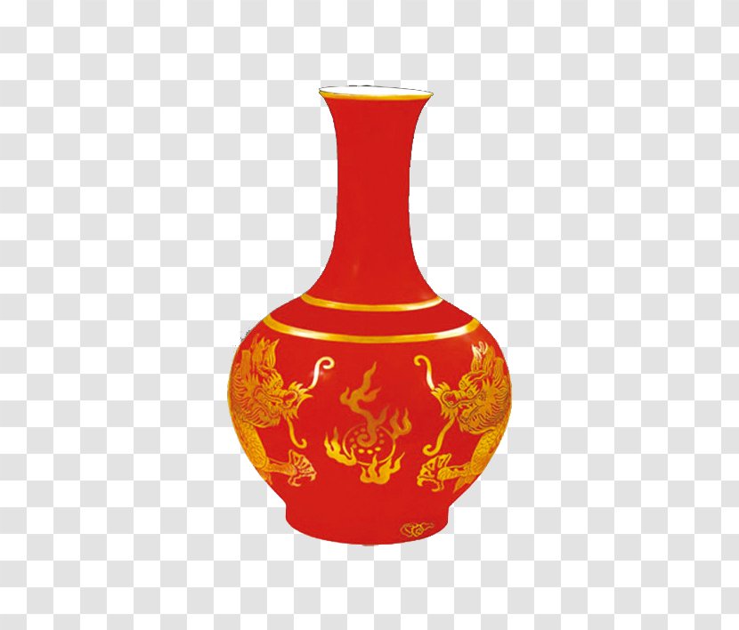 Vase Chinese Ceramics Porcelain - Qilin - Red Unicorn Wedding Supplies Transparent PNG