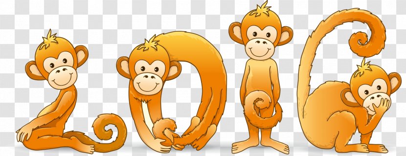 Monkey Chinese New Year Clip Art - Organism - Orangutan Transparent PNG