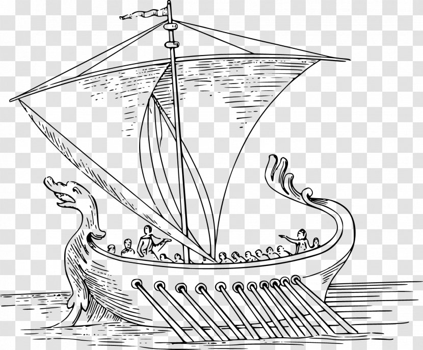 Ancient Rome Drawing Ship Clip Art - Brigantine - Vector Dragon Transparent PNG