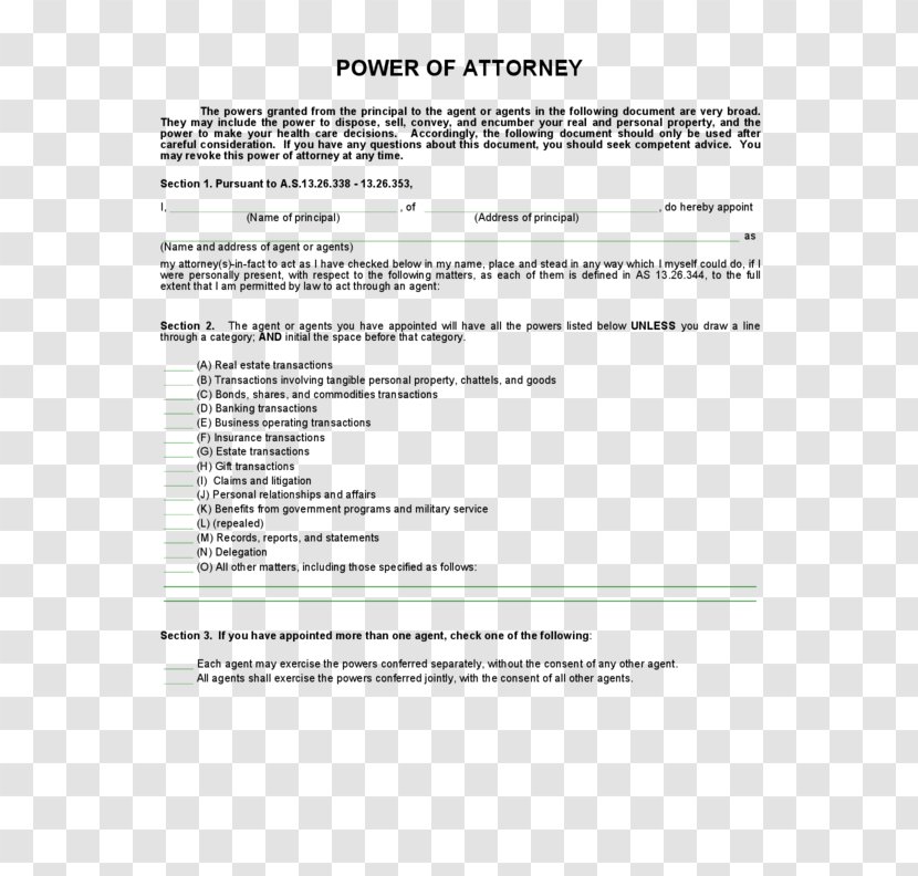 Document Template Power Of Attorney Form Letter - Mla Style Manual - Iowa General Transparent PNG