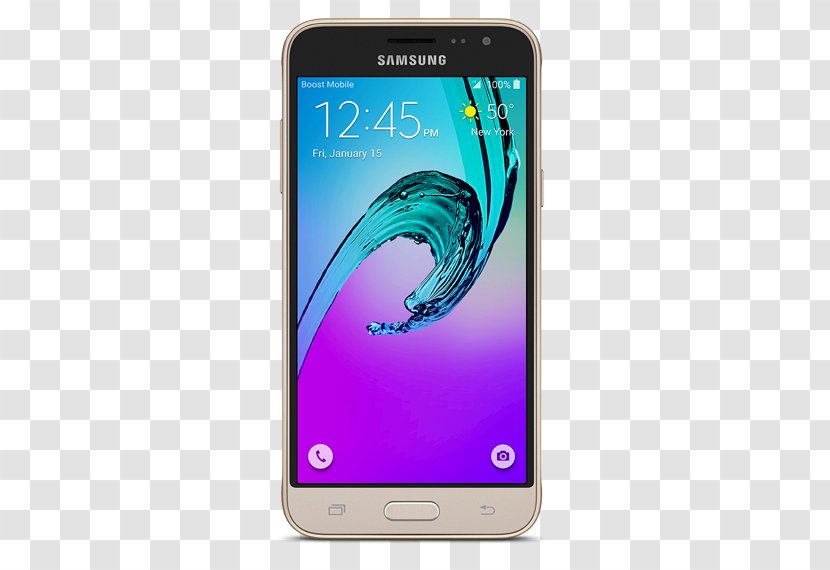 Samsung Galaxy J3 (2017) Boost Mobile Smartphone Gold - Feature Phone Transparent PNG