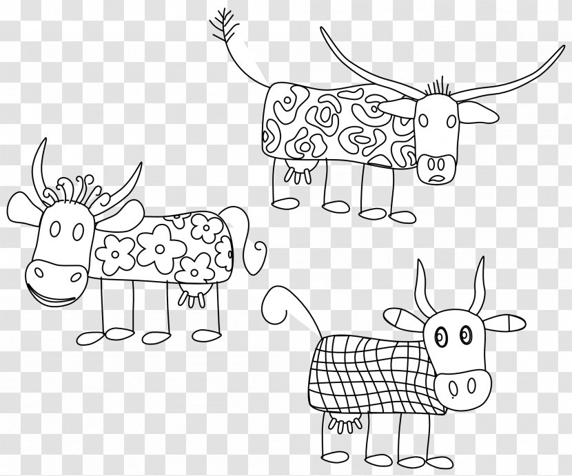 Cattle Black And White Coloring Book Drawing Clip Art - Inkscape Transparent PNG
