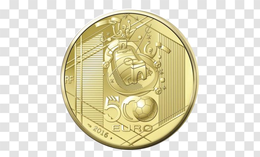 Coin Gold The UEFA European Football Championship Medal - Uefa - 500 Euro Transparent PNG