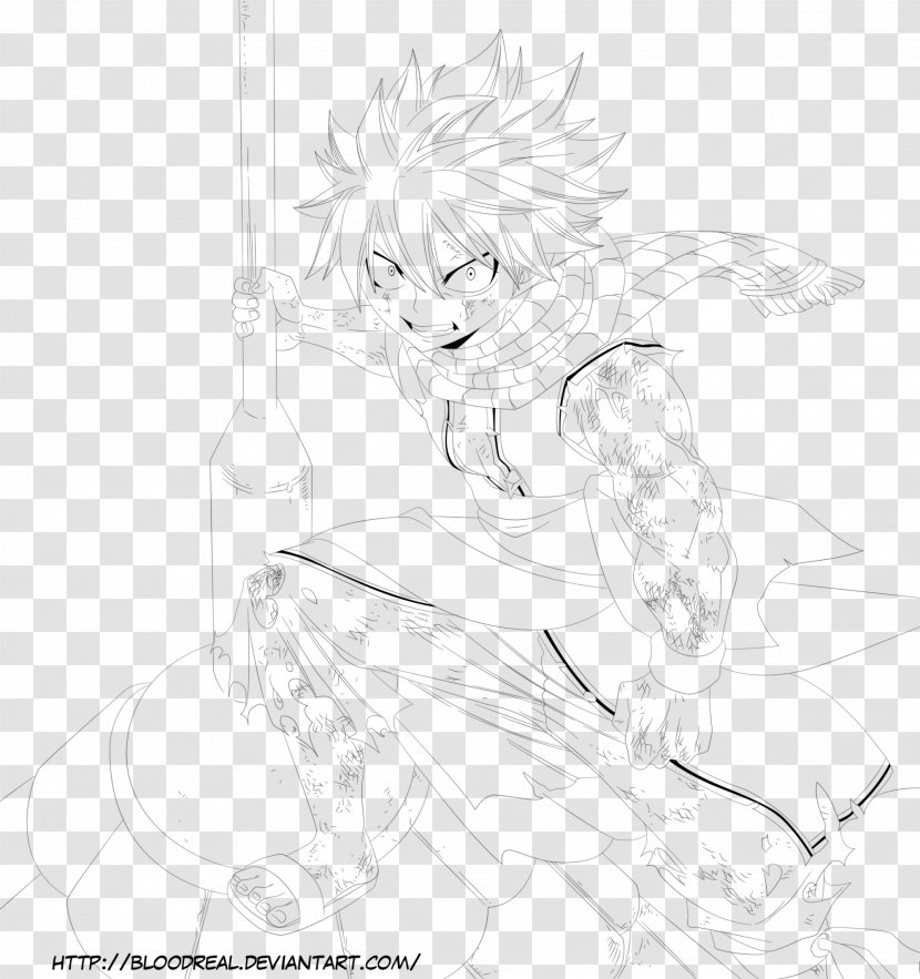 Sketch Line Art Natsu Dragneel Drawing - Frame - Dragon Slayer Fairy Tail Transparent PNG