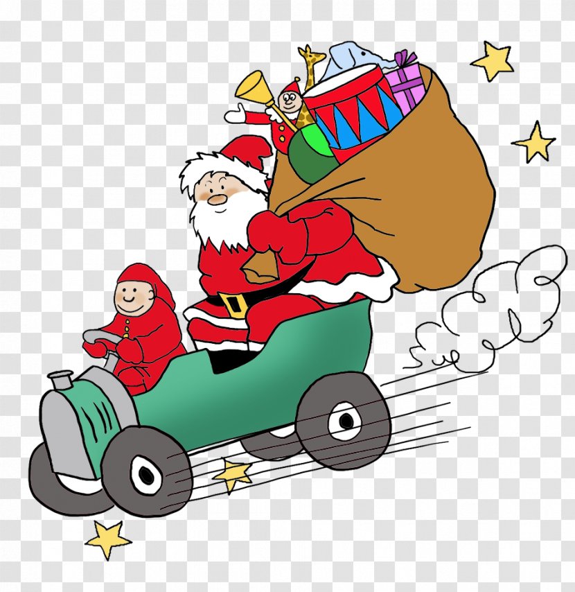 Santa Claus Christmas Ornament Decoration Clip Art - Gift - Cartoon Car Transparent PNG