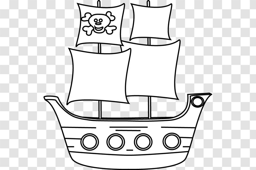 Piracy Pirate Ship Free Content Clip Art - Drawing - Outline Transparent PNG