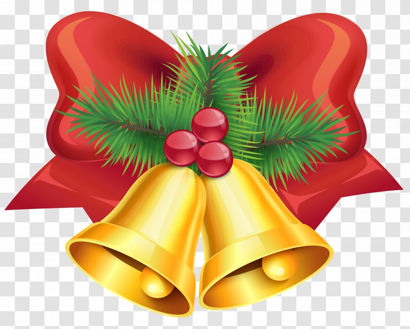 Christmas 8EZ Clip Art - Decoration - Red Bow And Bells Transparent Image Transparent PNG