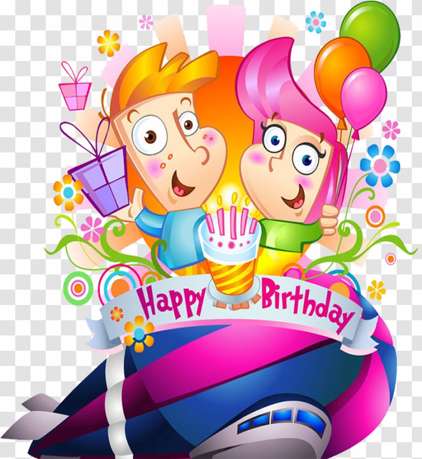 Birthday Cake Cartoon Happy To You - Balloon - Carnival Party Transparent PNG