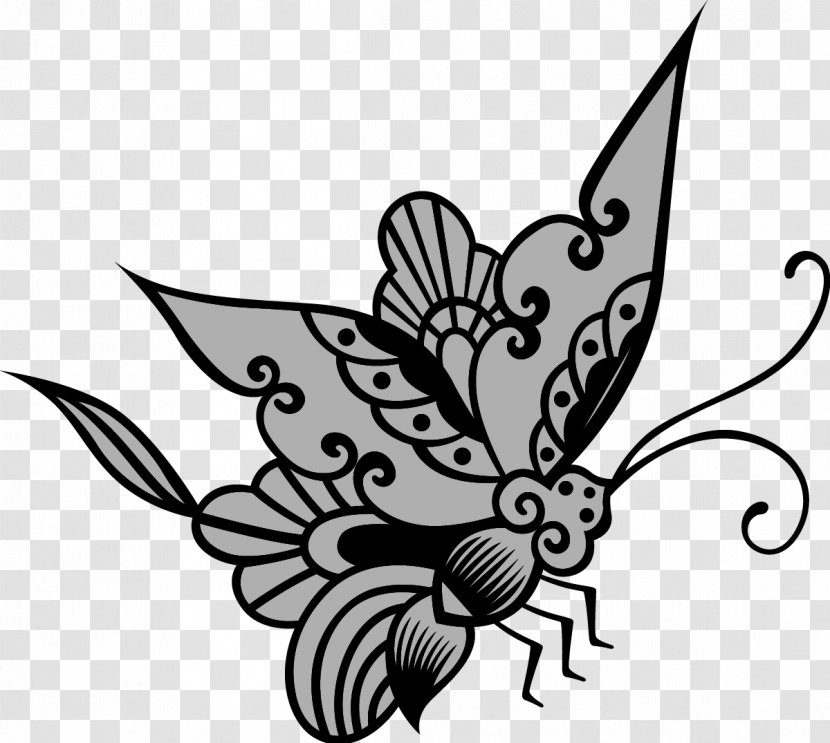 Butterfly Insect Visual Arts - Monochrome Transparent PNG