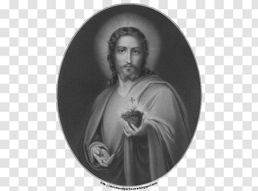 Jesus Sacred Heart Religion Catholic Devotions - Monochrome Transparent PNG