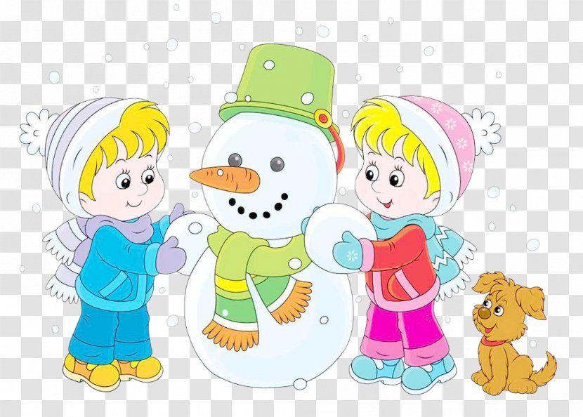 Snowman Drawing Child Clip Art - Play - Children Playing In Snow Transparent PNG