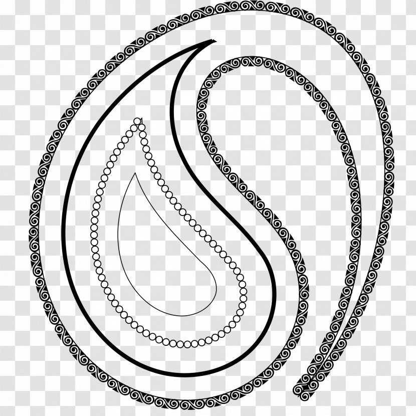 Paisley Line Art Clip - Black And White Transparent PNG